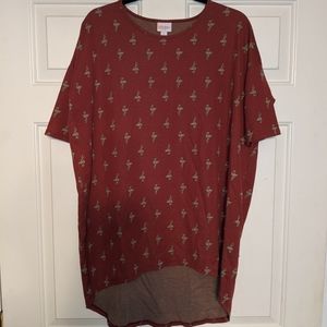 LLR red background, cream flamingo size S